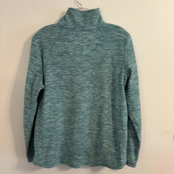 St. John's Bay Quarter-Zip Fleece Pullover in Heather Green Blue - Size Medium - Picture 3 of 7